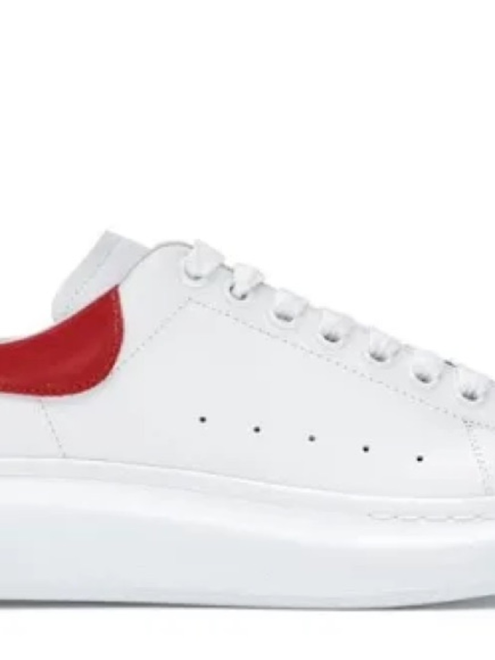 Alexander McQueen White Leather Sneakers with Red Heel Tab